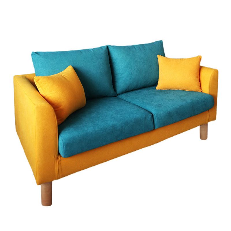 Scandinavian Cotton Blend Settee Square Arm Loveseat with Removable Cushions Clearhalo 'furn' 'furn_sofas' 'Furniture' 'furniture_sofas' 'Living Room Furniture' 'Sofa' 'sofas' 1200x1200_2d6e47ea-9789-4ebf-98ef-9f1bab16689d