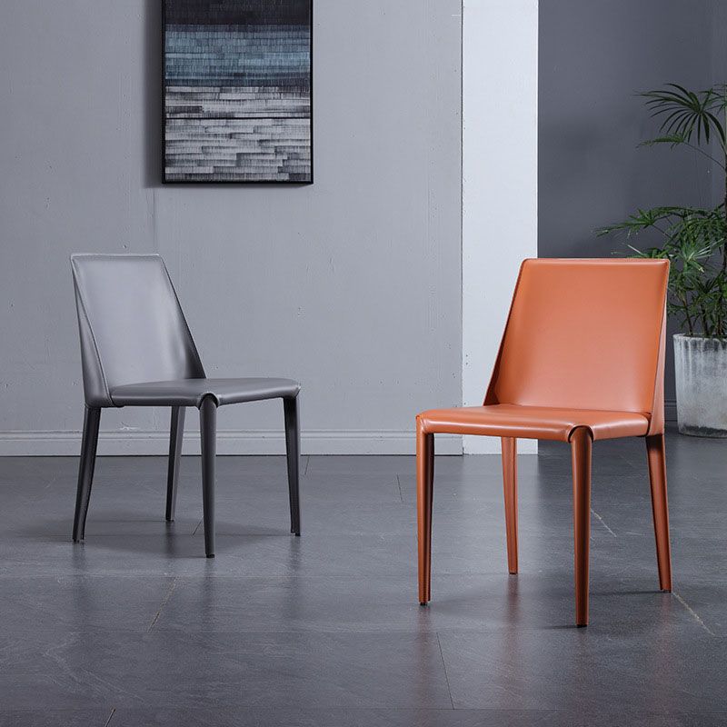 Contemporary Style Leather Dining Side Chairs Matte Finish Solid Back Armless Chairs Clearhalo ' kitchen&dining_furn' 'Dining Chairs' 'Dining Tables & Seating' 'dining_chair' 'furn' 'furn_dining_chair' 'Furniture' 'furniture_dining_chair' 'Kitchen & Dining Furniture' 'kitchen' 1200x1200_2d70ef47-3bbd-4c42-b322-78e1f9174d11