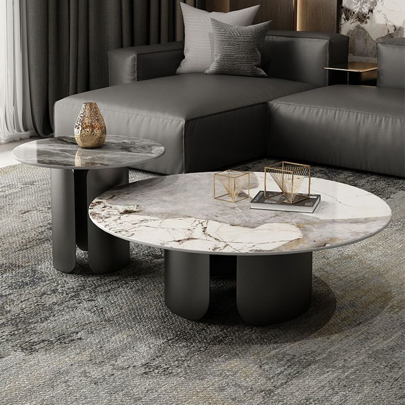 Round Coffee Table 3 Legs Slate Coffee Table Set with Metal Legs Clearhalo 'Coffee & Accent Tables' 'Coffee Tables' 'coffee_tables' 'furn' 'furn_coffee_tables' 'Furniture' 'Living Room Furniture' 1200x1200_2d72a078-d04f-4d8e-8ce2-9858203d1a07