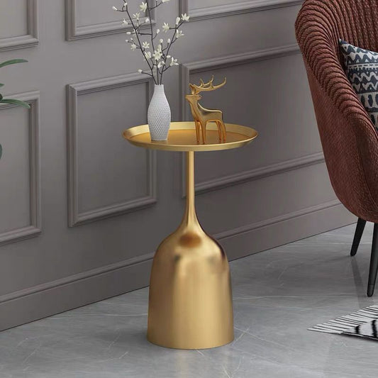 Mid-century Modern Cocktail Table Metal/rock Board Round Coffee Table with Top