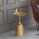 Mid-century Modern Cocktail Table Metal/rock Board Round Coffee Table with Top