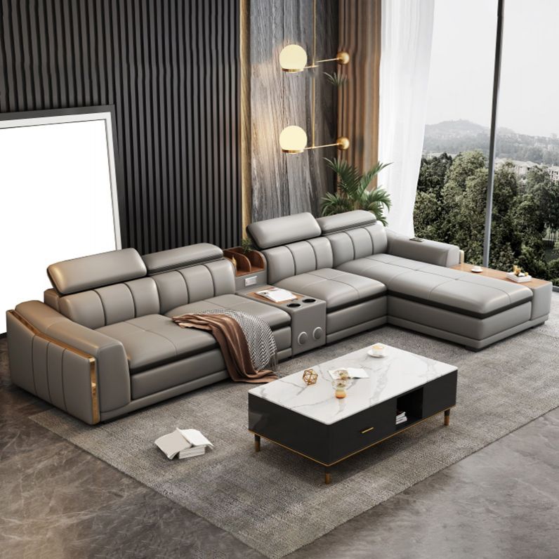 Scandinavian Light-grey High Back Sloped Arm Sectional with Wear-resisting Clearhalo 'furn' 'furn_sectionals' 'Furniture' 'Living Room Furniture' 'Sectionals' 1200x1200_2d753d78-ccf7-4016-8439-98a6b595b48f