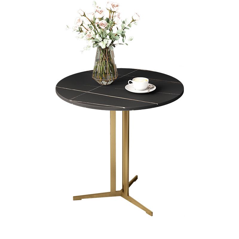 Cross Table Iron Base Design Rock Slab White/black Material Round Table Top Side Table Clearhalo 'Coffee & Accent Tables' 'End & Side Tables' 'end_side_tables' 'furn' 'furn_end_side_tables' 'Furniture' 'Living Room Furniture' 1200x1200_2d75fc6d-9912-4fa2-8a89-e3fe9357e9d3