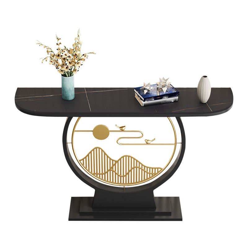 Marmor/Metall -Halbmondglam kratzfestes abstraktes Konsolentabelle