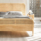 Letto standard in legno solido naturale letto a pannello tropicale con testiera e pedana