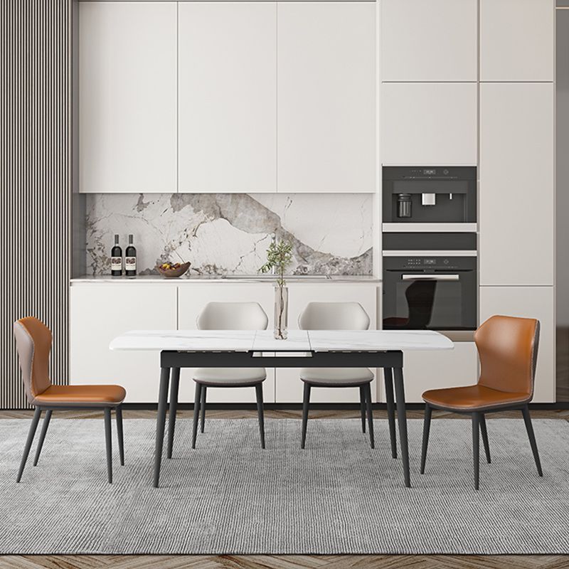 Modern 1/4/5/7 Pieces Scalable Dinette Set with Sintered Stone Top White Dining Table Set Clearhalo 'Dining Room Sets' 'Dining Tables & Seating' 'dining_room_set' 'furn' 'furn_dining_room_set' 'Furniture' 'furniture_dining_room_set' 'Kitchen & Dining Furniture' 1200x1200_2d780dc9-1f0e-471b-88c6-1311c418d5f2