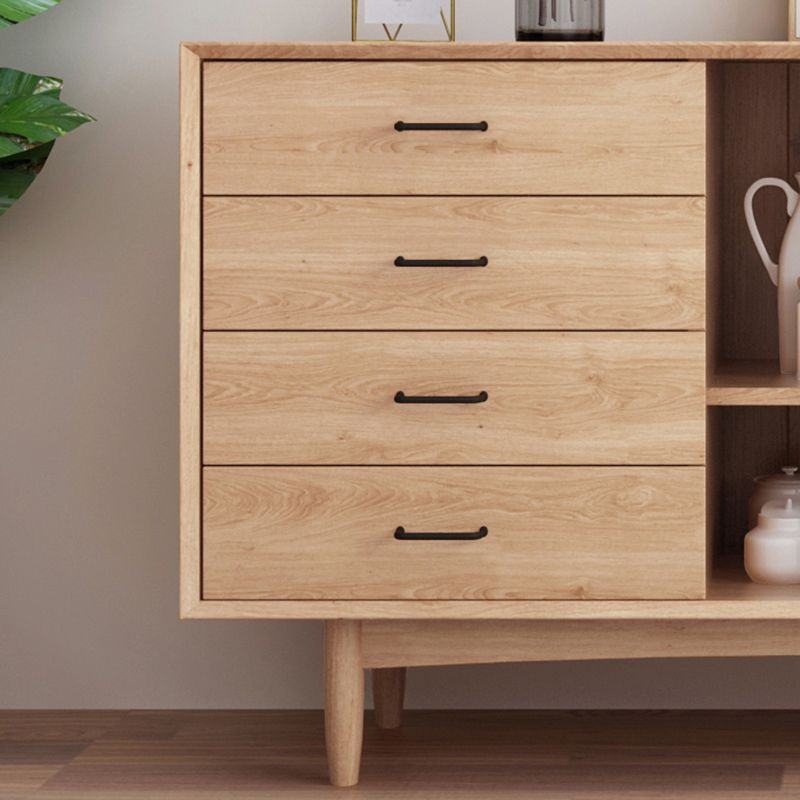 Simple Wood Sideboard 4 Drawer 2 Doors Cupboard for Living Room - Clearhalo