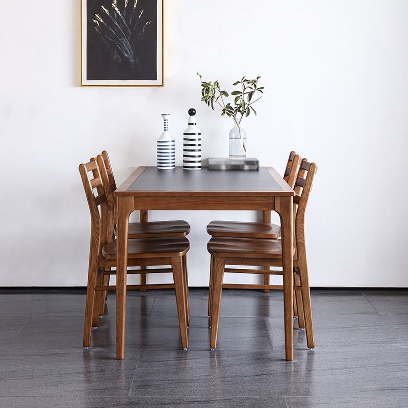Sintered Stone Top Dining Table in Black Rectangle Table with Wooden Base and 4 Legs Clearhalo ' dining_table' 'Dining Tables & Seating' 'Dining Tables' 'furn' 'furn_dining_table' 'Furniture' 'furniture_dining_table' 'Kitchen & Dining Furniture' 'kitchen&dining_furn' 'kitchen' 'kitchen_dining_table' 1200x1200_2d7a5c46-fd76-4569-81c6-6d950686b63e