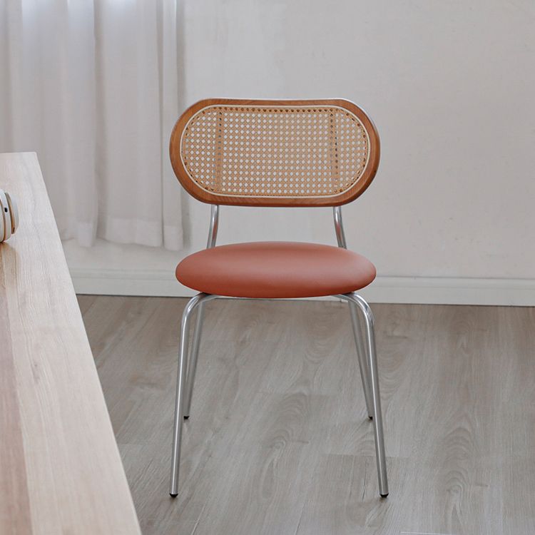 PU Leather Armless Dining Chair Contemporary Cane Back Dining Chair Clearhalo 'Dining Chairs' 'Dining Tables & Seating' 'dining_chair' 'furn' 'furn_dining_chair' 'Furniture' 'furniture_dining_chair' 'Kitchen & Dining Furniture' 1200x1200_2d7d1bbc-af85-4e96-9ef6-a4fbdc120dbb