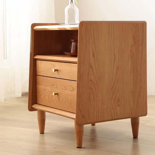 2 cajones mesa de noche de madera mediana contemporánea con 1 estante, 21.7 "de alto