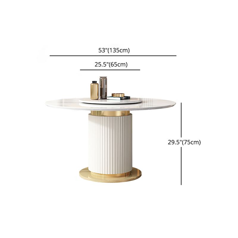 Glam 1/3/4/5/7/9 Pieces Round Dining Table Set with Sintered Stone Top Turntable Furniture Clearhalo 'Dining Room Sets' 'Dining Tables & Seating' 'dining_room_set' 'furn' 'furn_dining_room_set' 'Furniture' 'furniture_dining_room_set' 'Kitchen & Dining Furniture' 'kitchen&dining_furn' 'kitchen' 1200x1200_2d7ef812-f5ee-4e00-bf86-27901769e650