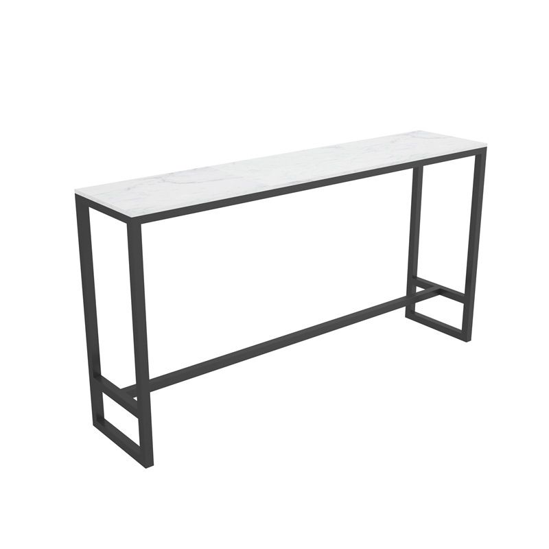 Mesa rectangular con altura de barra, mesa de pub con base metálica para uso en patio