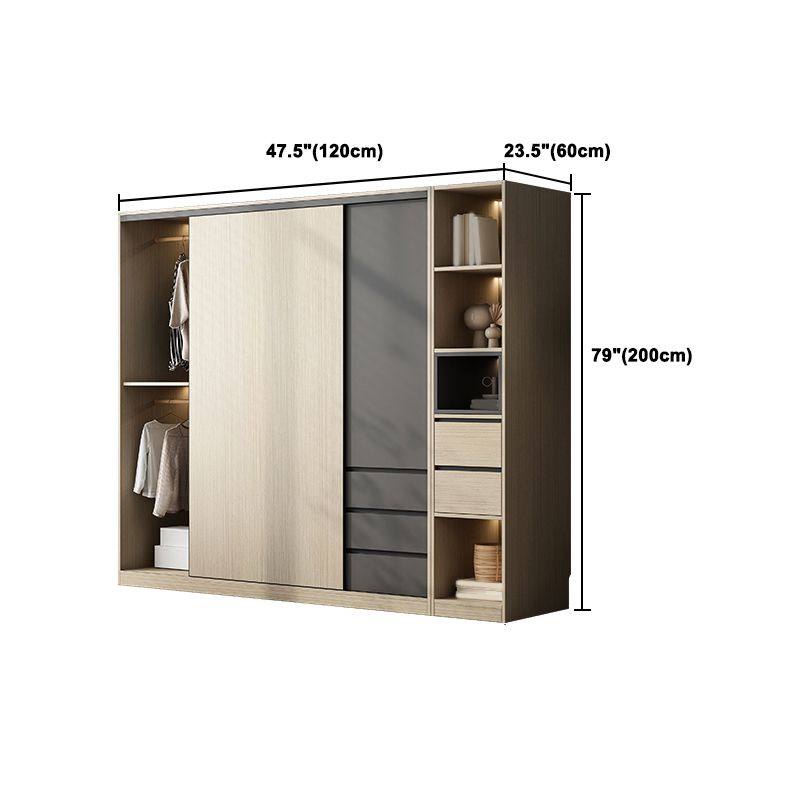 Gemanipuleerde houten garderobe armoire moderne schuifdeur garderobe