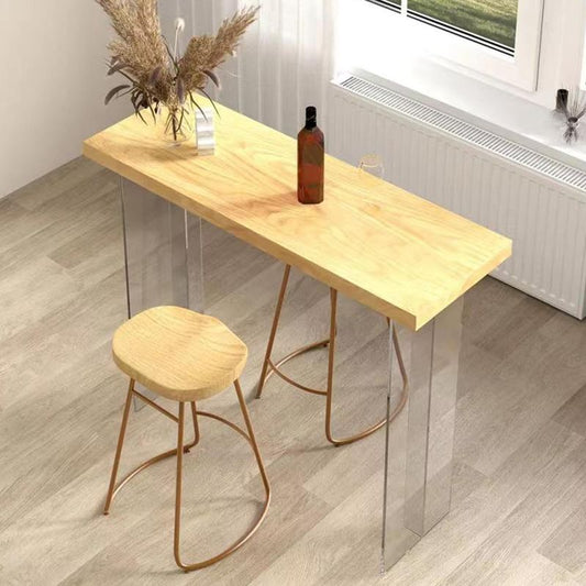 長方形のソリッドウッドバーの高さテーブルコンテンポラリーアクリル二重台座バーテーブル