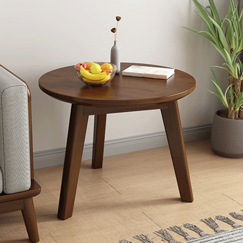 Mesa auxiliar de madera sólida 3 patas redonda de la sala de estar nórdica