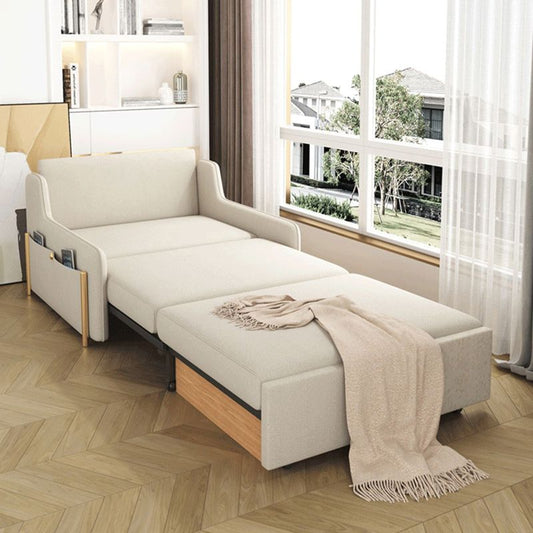 Moderno divano letto a doppio futon e materasso in fuorigioco e materasso con archiviazione