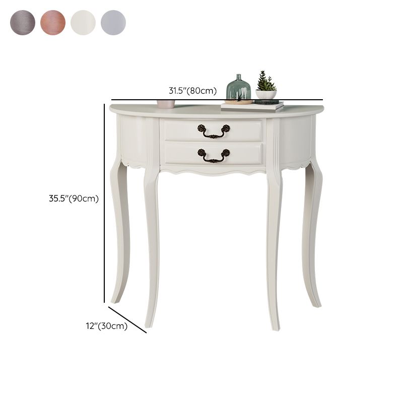 35.43 "Mesa de consola de 2 cavadores de altura Mada de madera maciza Mesa Fin de Media Luna para Hall