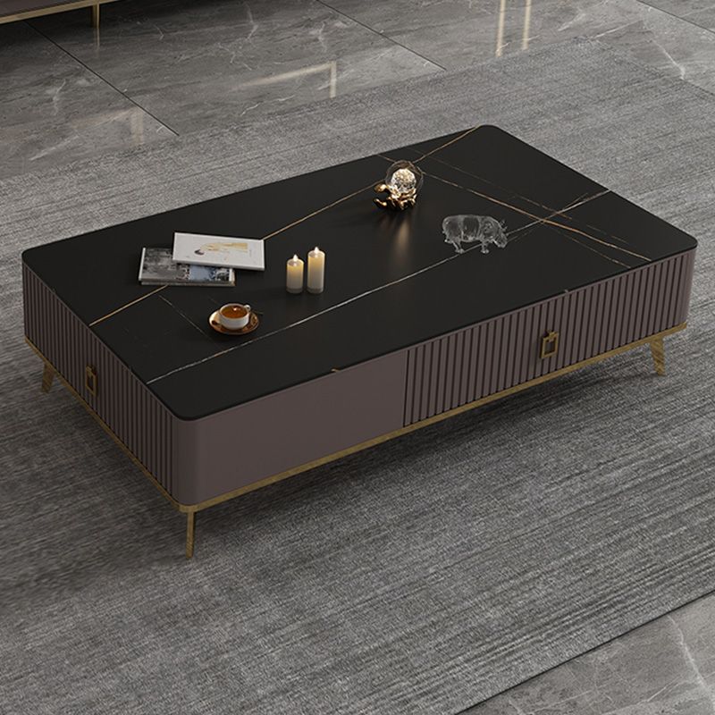 Slate Glam Rectangular Coffee Table 51.2" W 4 Legs Cocktail Table with Drawers Clearhalo 'Coffee & Accent Tables' 'Coffee Tables' 'coffee_tables' 'furn' 'furn_coffee_tables' 'Furniture' 'Living Room Furniture' 1200x1200_2d898bce-1201-4758-a2f1-1f5bac3c175e