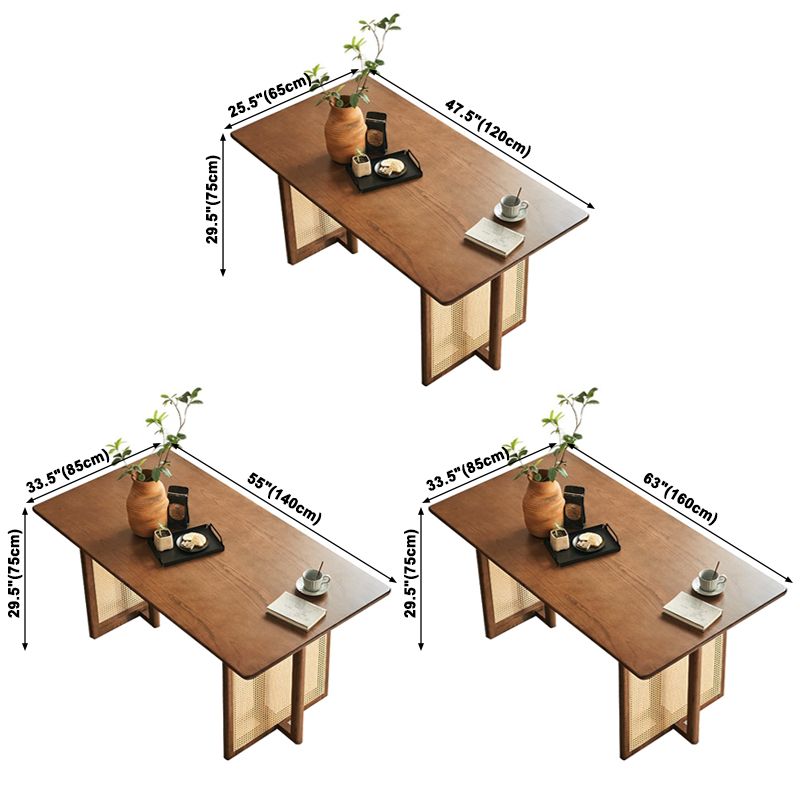 Rectangle Wood Dining Table Modern White Oak Table in Walnut with Double Pedestal Clearhalo ' dining_table' 'Dining Tables & Seating' 'Dining Tables' 'furn' 'furn_dining_table' 'Furniture' 'furniture_dining_table' 'Kitchen & Dining Furniture' 'kitchen&dining_furn' 'kitchen' 'kitchen_dining_table' 1200x1200_2d8a67ac-1e63-4db1-86a7-e3fe07c035d7