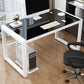 Glass Top Rectangular Gaming Desk Modern 29.53" Tall Computer Desk with Sled Base Clearhalo 'furn' 'furn_office_desk' 'Furniture' 'Office Desks' 'Office Furniture' 'office_desk' 1200x1200_2d8bb186-a5c1-4408-9c73-78b9b998f66b