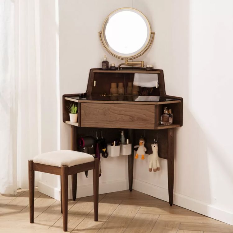 Contemporary Mirrored Glass Drawers Make-up Vanity with Storage for Bedroom Clearhalo 'Bedroom Furniture' 'furn' 'furn_makeup_vanities' 'Furniture' 'Makeup Vanities' 'makeup_vanities' 1200x1200_2d8bd611-48e2-485f-8593-ab6f530249da