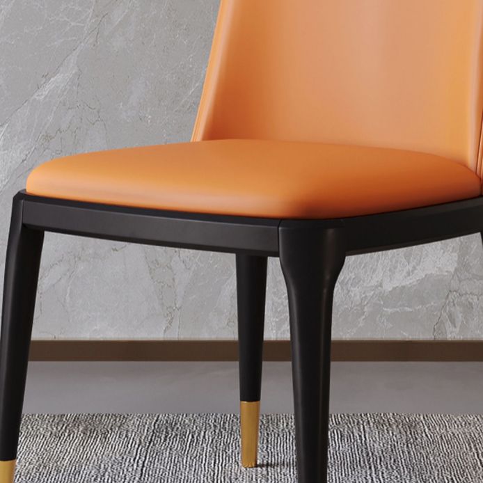 Modern Backrest Armless Leather Chair with Plastic Legs for Dining Room Clearhalo 'Dining Chairs' 'Dining Tables & Seating' 'dining_chair' 'furn' 'furn_dining_chair' 'Furniture' 'Kitchen & Dining Furniture' 1200x1200_2d8c9e2c-2f24-4860-beac-5b23533597a3