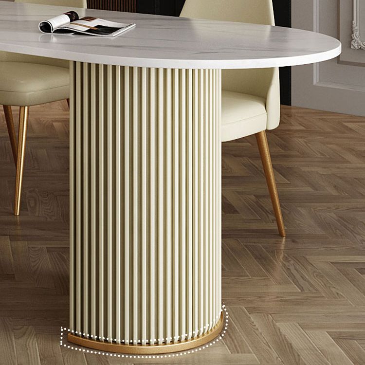 Traditional Luxury Dining Table White Sintered Stone Double Pedestal Table for Kitchen Clearhalo ' dining_table' 'Dining Tables & Seating' 'Dining Tables' 'furn' 'furn_dining_table' 'Furniture' 'furniture_dining_table' 'Kitchen & Dining Furniture' 'kitchen&dining_furn' 'kitchen' 'kitchen_dining_table' 1200x1200_2d8d4b7e-1716-49dd-91b3-67ba1a8b3a4e