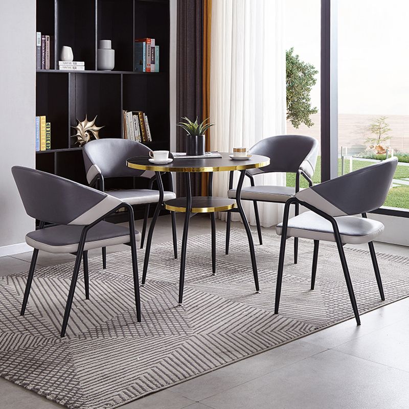 31.5-inch Metal Contemporary Round Dining Table Wood Top Table with Black Legs Clearhalo ' dining_table' 'Dining Tables & Seating' 'Dining Tables' 'furn' 'furn_dining_table' 'Furniture' 'furniture_dining_table' 'Kitchen & Dining Furniture' 'kitchen&dining_furn' 'kitchen' 'kitchen_dining_table' 1200x1200_2d8e45f9-dbc5-4c64-b0de-66f79eb0ffbf