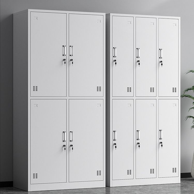 Contemporary Grey Storage Cabinet Metal Cabinet with Hinged Doors