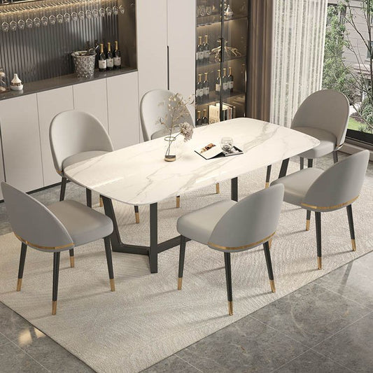 Nordic Kitchen Dining Chairs Faux Leather Parsons Armless Chair