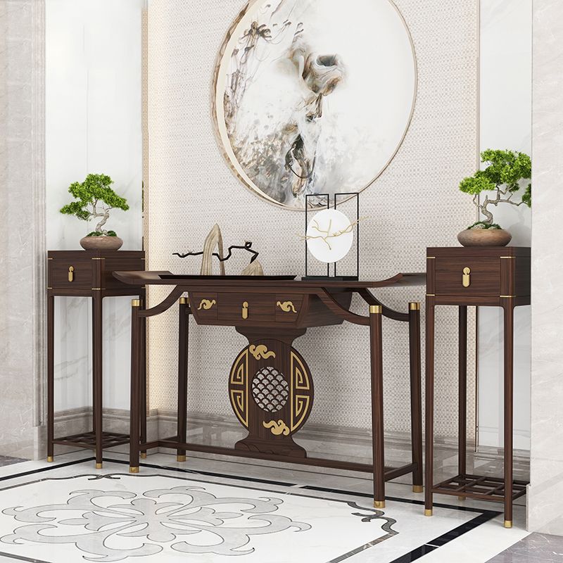 Mesa de consola de consola contemporánea de rectángulo mesa de sofá de consola de madera en marrón