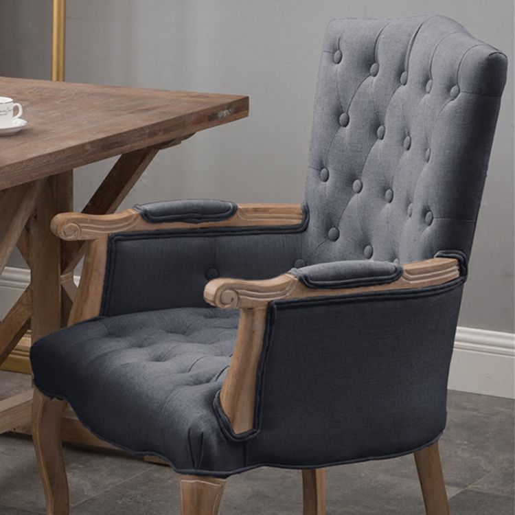 Wood French Country Dining Arm Chair with Color Cushion Parsons Chair for Home Clearhalo ' kitchen&dining_furn' 'Dining Chairs' 'Dining Tables & Seating' 'dining_chair' 'furn' 'furn_dining_chair' 'Furniture' 'furniture_dining_chair' 'Kitchen & Dining Furniture' 'kitchen' 1200x1200_2d967db1-22ef-4c3d-ab76-ea5b6306a841