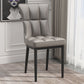 Silla de comedor de cuero Glam Parsons con patas de acero en acabado mate para el hogar