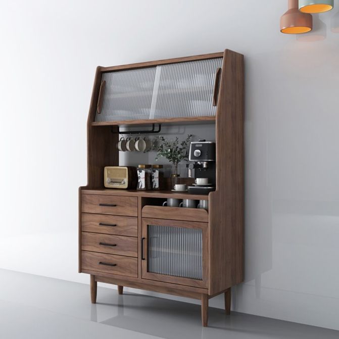 Sideboard in legno contemporaneo 5 cassetti e porte armadio per soggiorno