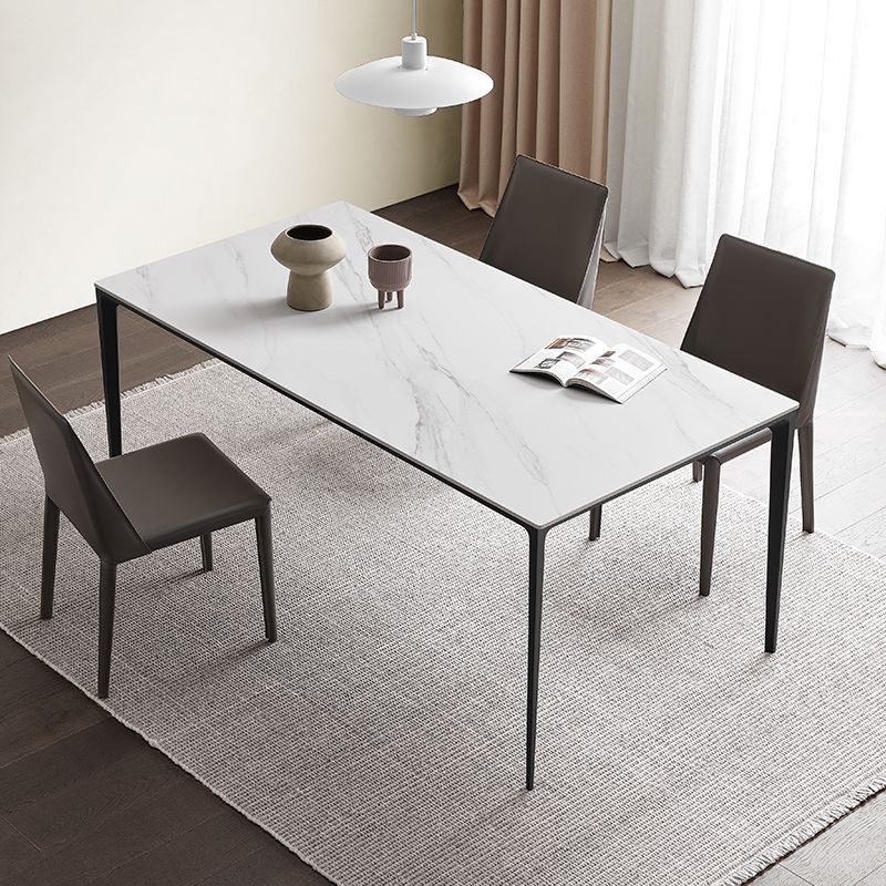 Contemporary Sintered Stone Dining Table Rectangle Table with Metal Legs for Home Use Clearhalo 'Dining Tables & Seating' 'Dining Tables' 'dining_table' 'furn' 'furn_dining_table' 'Furniture' 'Kitchen & Dining Furniture' 1200x1200_2d98cff6-bec8-4315-a731-5154d719f206