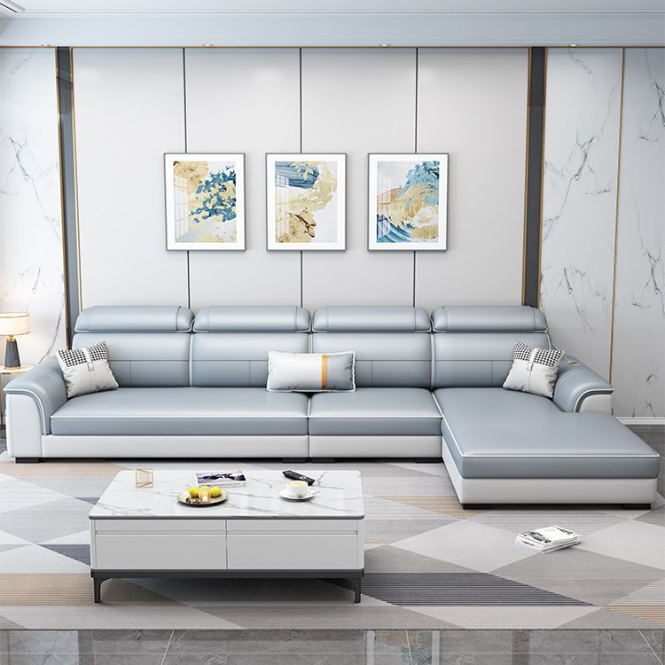 Canapés en coupe bleu en L