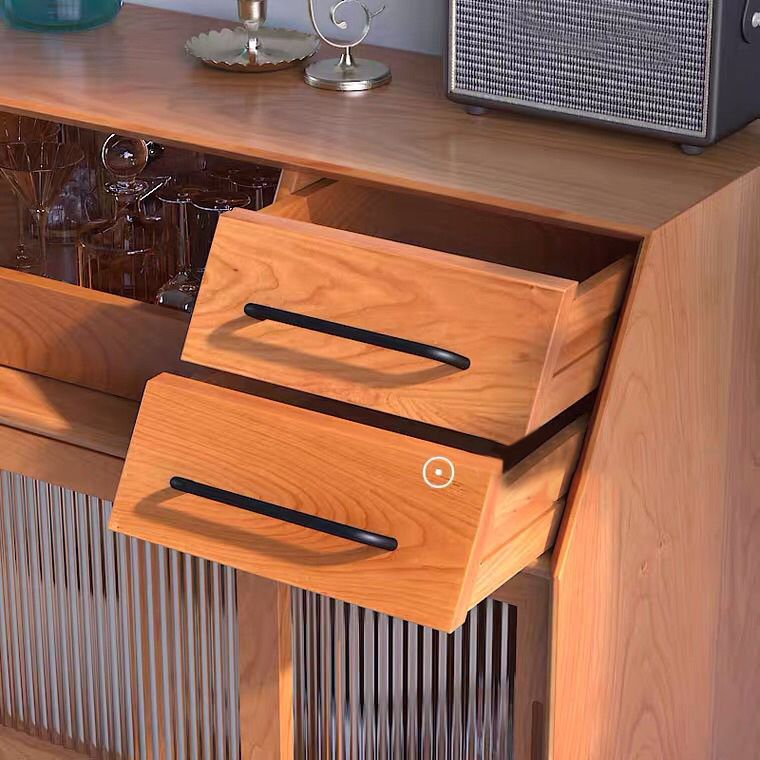 Mid-Century Modern Accent Cabinet with Glass Door and Shelf and 2 Drawers Clearhalo 'Cabinets & Chests' 'cabinets_chests' 'furn' 'furn_cabinets_chests' 'Furniture' 'Living Room Furniture' 1200x1200_2d9a142a-895d-4702-ba48-6358a7d1388e