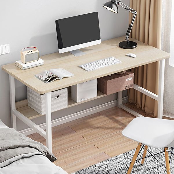 Escritorio de escritura de metal y madera escritorio de oficina rectangular para dormitorios