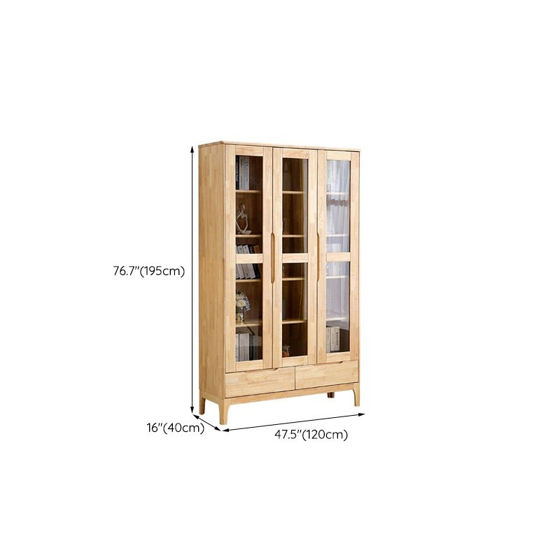 Glass Door Accent Cabinet 76.77" Tall Wood Cabinet with Drawers Clearhalo 'Cabinets & Chests' 'cabinets_chests' 'furn' 'furn_cabinets_chests' 'Furniture' 'Living Room Furniture' 1200x1200_2d9b65c5-9991-4698-913d-649b32a51741