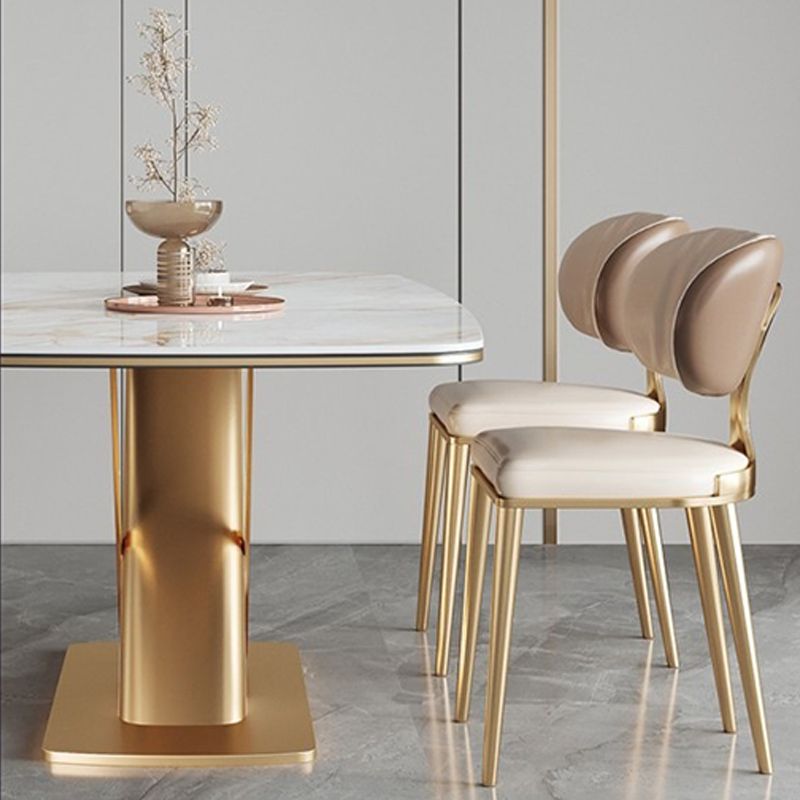 Glam Upholstered Dining Chair Open Back Dining Chair with Metal Legs Clearhalo 'Dining Chairs' 'Dining Tables & Seating' 'dining_chair' 'furn' 'furn_dining_chair' 'Furniture' 'Kitchen & Dining Furniture' 1200x1200_2d9cb930-eebc-44fc-911d-9a9403d00462