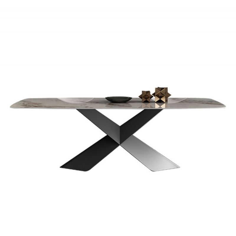 Stone Rectangle Top Dining Table Traditional Luxury Dining Table with Pedestal Base Clearhalo 'Dining Tables & Seating' 'Dining Tables' 'dining_table' 'furn' 'furn_dining_table' 'Furniture' 'furniture_dining_table' 'Kitchen & Dining Furniture' 1200x1200_2d9f6528-50ed-4ffb-b7c3-db2ddf7f34a2