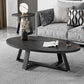 Metal Frame Elliptical Slate Top Coffee Cocktail Table - 17.7" H