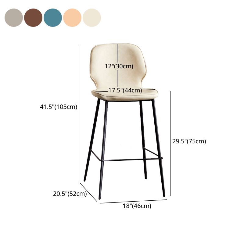 Modern Low Back Bar-stool PU Leather Bar Stool with Metal Legs Clearhalo 'Bar Furniture' 'Bar Stools' 'bar_stools' 'furn' 'furn_bar_stools' 'Furniture' 'furniture_bar_stools' 'Kitchen & Dining Furniture' 1200x1200_2da1d89e-37fc-42f6-a663-cc09993e30af