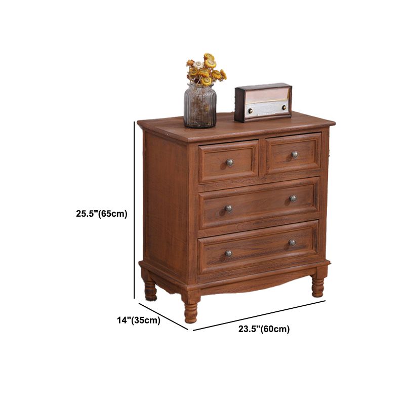 Mid-Century Modern Rectangle Brown Standard with Drawer Drop Handles Chest