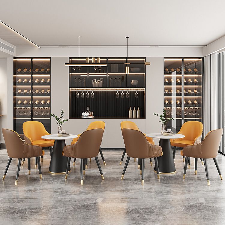 Glam Faux Leather Dining Chairs Upholstered Side Chair for Restaurant Use Clearhalo ' kitchen&dining_furn' 'Dining Chairs' 'Dining Tables & Seating' 'dining_chair' 'furn' 'furn_dining_chair' 'Furniture' 'furniture_dining_chair' 'Kitchen & Dining Furniture' 'kitchen' 1200x1200_2da28c64-e205-460a-a49b-aff34617b4bb