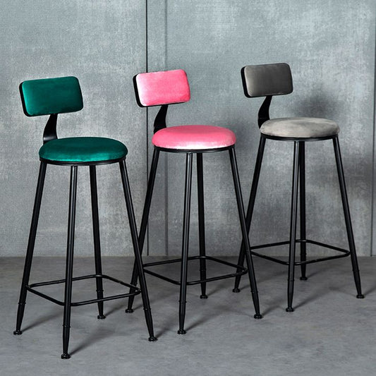 Industrial Armless Backrest Counter Stool Steel Cafe Bar Stool with Velvet Cushion Clearhalo 'Bar Furniture' 'Bar Stools' 'bar_stools' 'furn' 'furn_bar_stools' 'Furniture' 'furniture_bar_stools' 'Kitchen & Dining Furniture' 1200x1200_2da54b06-cd6f-4c5f-8634-5ac92ff1afa1