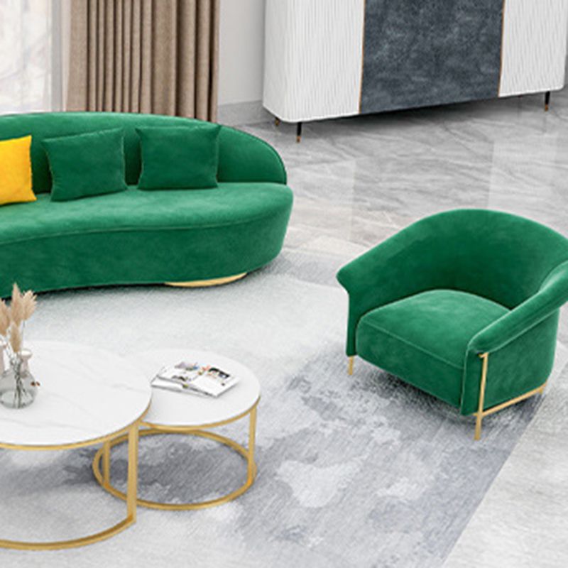 Velvet contemporain canapé incurvé Souins arrière serrés sans arme pour salon