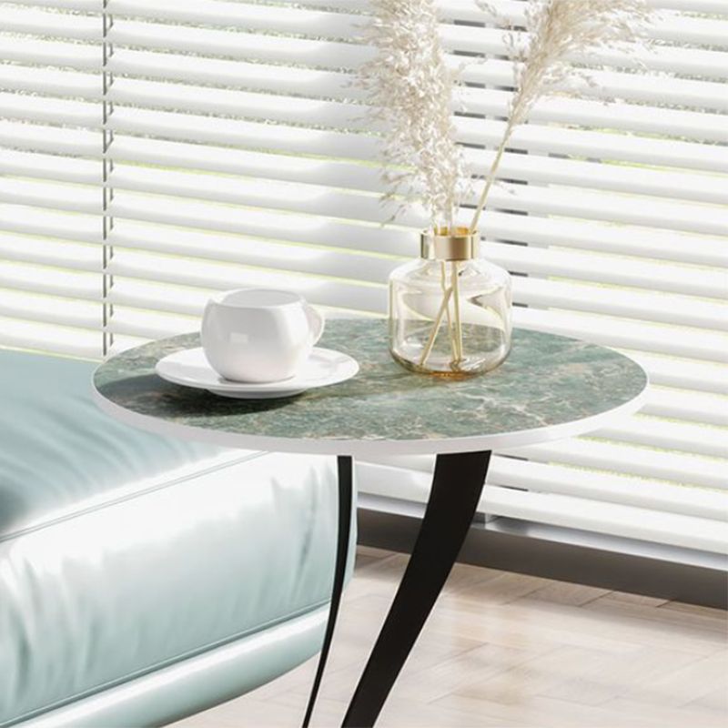 Zeitgenössischer runder Schiefer -Seiten Tabelle 20,5 "hoher abstrakter Endtisch