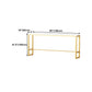 Glam Iron Bar Dining Table White Wood Rectangle Indoor Bistro Table with Footrest Clearhalo 'Bar Furniture' 'Bar Tables' 'bar_tables' 'furn' 'furn_bar_tables' 'Furniture' 'furniture_bar_tables' 'Kitchen & Dining Furniture' 1200x1200_2da7efa6-2dea-416d-bafb-fb52c07cdc6a