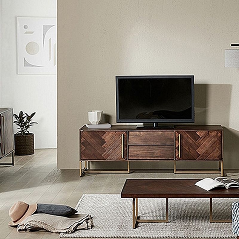 Glam TV Stand Console Solid Wood TV Media Stand with 2 Drawers Clearhalo 'furn' 'furn_tv_stands_entertainment_centers' 'Furniture' 'Living Room Furniture' 'TV Stands & Entertainment Centers' 'TV Stands & Media Storage Furniture' 'tv_stands_entertainment_centers' 1200x1200_2da85563-0b45-4118-8038-362be9217f6d